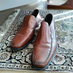 Rush Gordon Men Shoes Brown Leather Slip On Oxford Sz 12